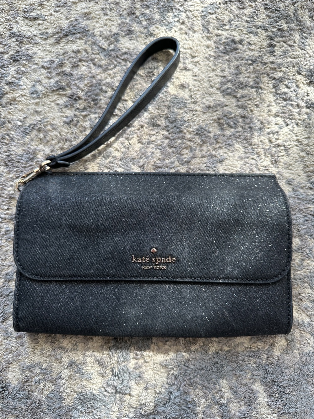 kate spade Black Sparkle Wristlet Clutch